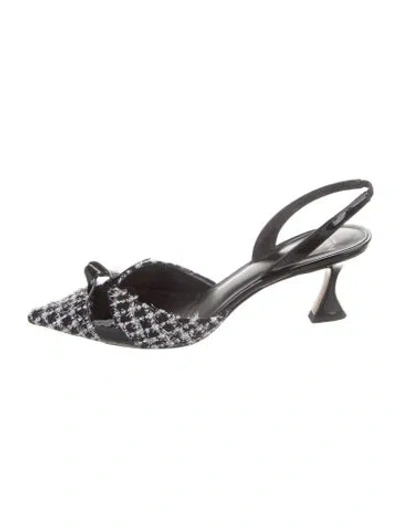 Pre-owned Alexandre Birman Velvet Tweed Pattern Slingback Pumps In Multicolor
