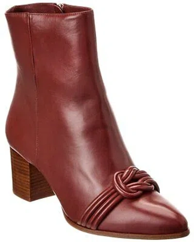Pre-owned Alexandre Birman Vicky 60 Leather Bootie Women's In Brown