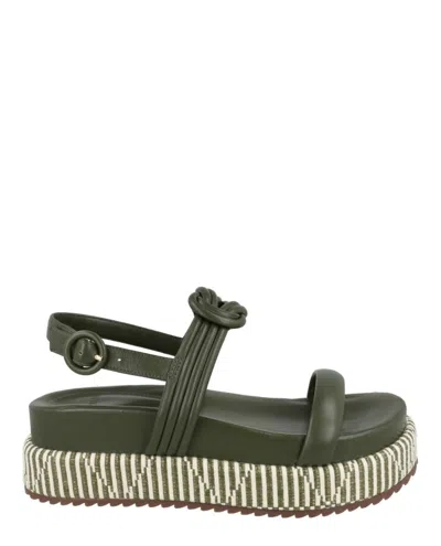 Alexandre Birman Vicky Bounce Raffia Platform Sandals In Green