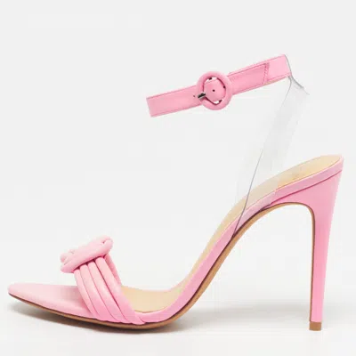 Pre-owned Alexandre Birman Vicky Knotted Size 39.5 Pink Leather Pvc Ankle Strap Sandals