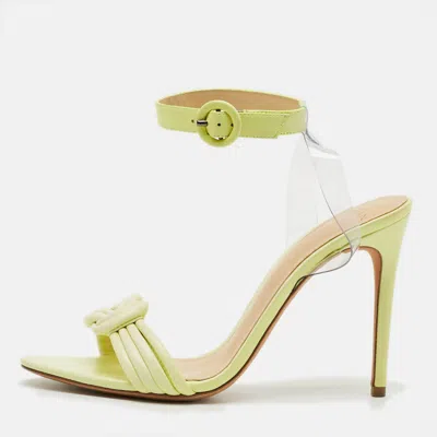Pre-owned Alexandre Birman Vicky Vinyl Size 39.5 Green Leather And Pvc Sandals