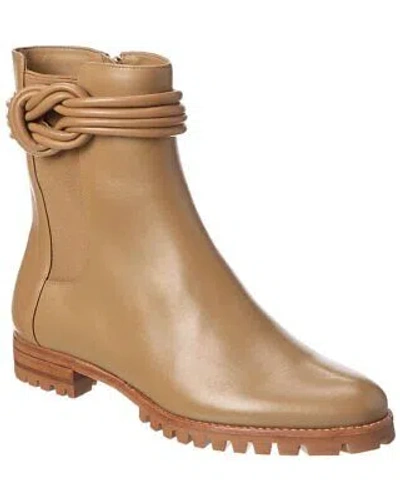 Pre-owned Alexandre Birman Vicky Waterproof Leather Combat Bootie Women's In Brown