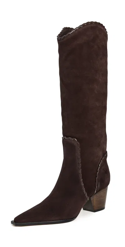Alexandre Birman Victoria Saddle Boots Dark Brown