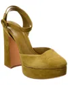 Alexandre Birman Vita 120 Suede Platform Sandal In Green