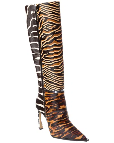 Alexandre Birman Vivienne Haircalf & Vinyl Knee-high Boot In Multi