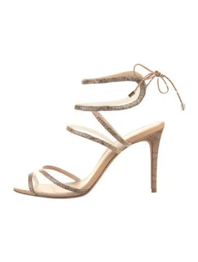 Pre-owned Alexandre Birman Water Snake Animal Print Sandals In Gray