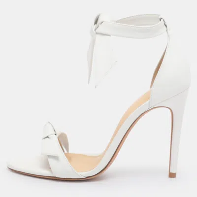 Alexandre Birman White Leather Clarita Bow Ankle Wrap Sandals