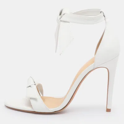 Pre-owned Alexandre Birman White Leather Clarita Bow Ankle Wrap Sandals Size 36
