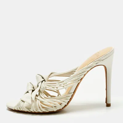 Alexandre Birman White Leather Dallas Strappy Sandals In Neutral