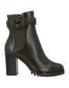 Alexandre Birman Woman Ankle Boots Dark Green Size 7.5 Leather In Green
