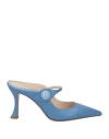 Alexandre Birman Woman Mules & Clogs Light Blue Size 7.5 Leather In Multi