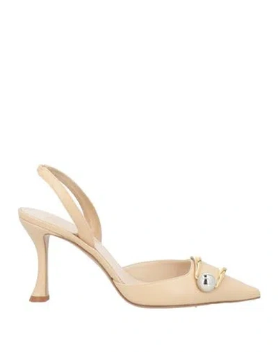 Alexandre Birman Woman Pumps Beige Size 9.5 Leather In Neutral