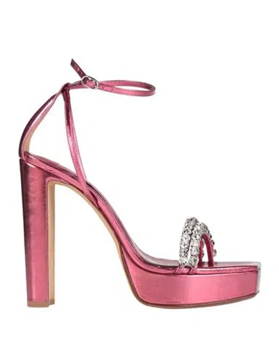 Alexandre Birman Woman Sandals Fuchsia Size 8 Leather In Pink