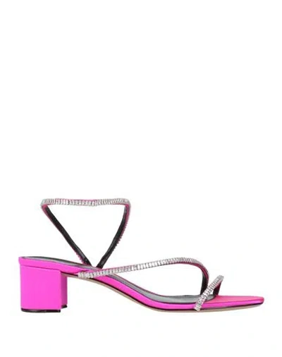 Alexandre Birman Woman Sandals Fuchsia Size 8.5 Textile Fibers In Pink
