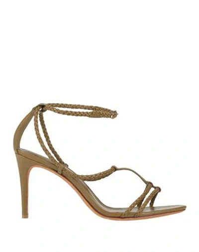 Alexandre Birman Woman Sandals Military Green Size 8 Leather