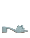 Alexandre Birman Woman Sandals Sky Blue Size 8 Leather In Blue
