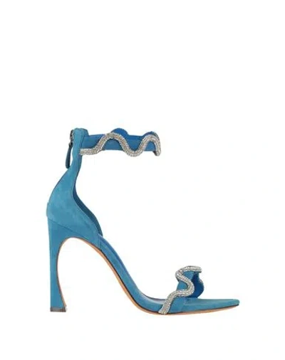 Alexandre Birman Woman Sandals Slate Blue Size 11 Leather