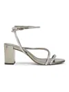 Alexandre Birman Women's 70mm Metallic Leather Block-heel Sandals In Gray