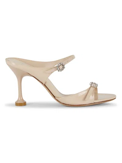 Alexandre Birman Women's Anastasia 95mm Crystal-embellished Leather Slide Sandals In Neutral