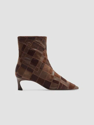 Alexandre Birman Women's Annelise 50mm Leather & Calf Hair Ankle Boots In Brown