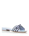 Alexandre Birman Grosgrain-trim Raffia Mules In Serene Blue