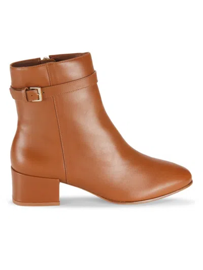 Alexandre Birman Women's Candace Leather Buckle Ankle Booties In Brown