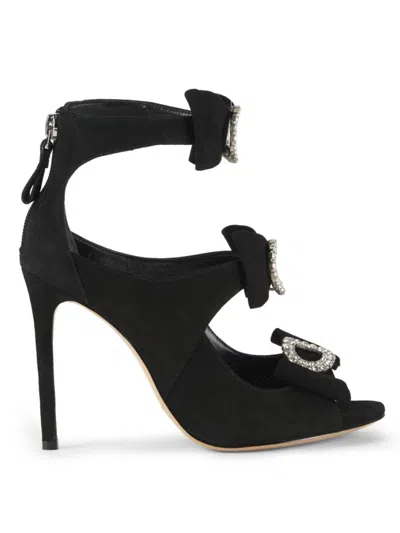 ALEXANDRE BIRMAN WOMEN'S CARLY 105MM CRYSTAL-BUCKLE SUEDE SANDALS