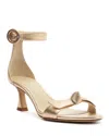 Alexandre Birman Clarita Leather Bow Ankle-strap Sandals In Gold