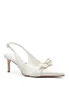 Alexandre Birman Classic Clarita Satin Slingback Pumps In White