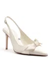 Alexandre Birman Classic Clarita Satin Slingback Pumps In White
