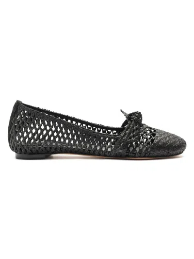 Alexandre Birman Women's Clarita Knotted Raffia Ballerina Flats In Black