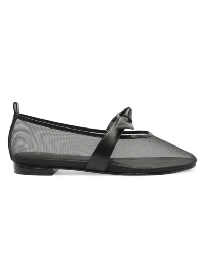 Alexandre Birman Clarita Mesh Leather Ballerina Flats In Multi