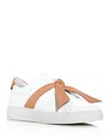 Alexandre Birman Clarita Bow-embellished Faux Shearling-lined Leather Slip-on Sneakers In White/nude