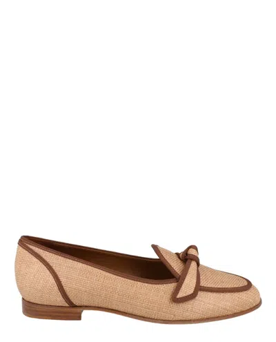 Alexandre Birman Women's Grosgrain-trim Raffia Loafers In Espresso / Dark Brown In Multi