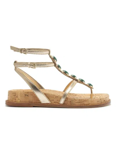 Alexandre Birman Jade Leather Sandal In Gold