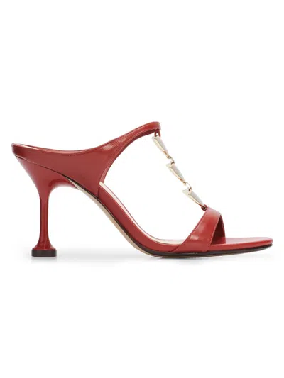 Alexandre Birman Women's Lia 85mm Leather T-strap Sandals In Red