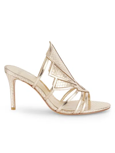 Alexandre Birman Women's Lola 75mm Metallic Leather Cutout Mules In Gold