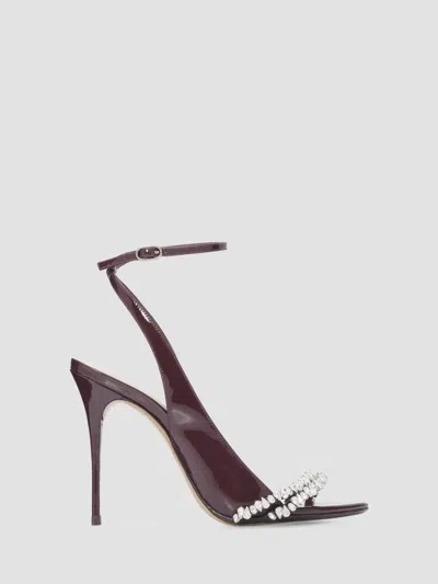 Alexandre Birman Women's Nicole 100mm Embellished Patent Leather Stiletto Sandals In Burgundy