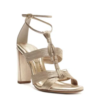 Alexandre Birman Olga Block 90 Leather Sandal In Gold