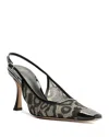 Alexandre Birman Olivia Animal-print Lace-leather Slingback Pumps In Black