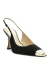 Alexandre Birman Olivia Suede Cap-toe Slingback Pumps In Black