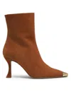 Alexandre Birman Olivia Suede Cap-toe Booties In Brown