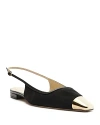 Alexandre Birman Olivia Suede Cap-toe Slingback Flats In Black/light Gold