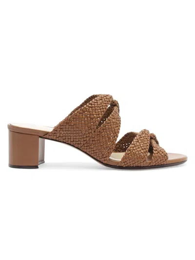 Alexandre Birman 45mm Sabrina Leather Block Heel Slide Sandals In Multi