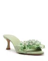 Alexandre Birman Sierra 60 Crystal Kitten Mule Sandals In Retro Green