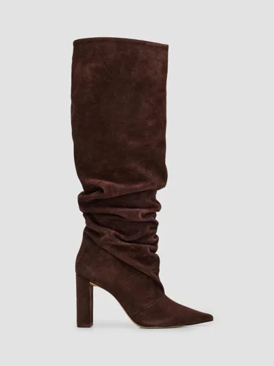 Alexandre Birman Women's Thay Slouch 90mm Suede Boots In Dark Brown