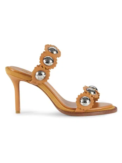 Alexandre Birman Women's Tibbie Studded Leather Slide Sandals In Orange