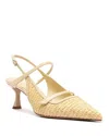 Alexandre Birman Tita Raffia And Leather Slingback Pumps In Creamy