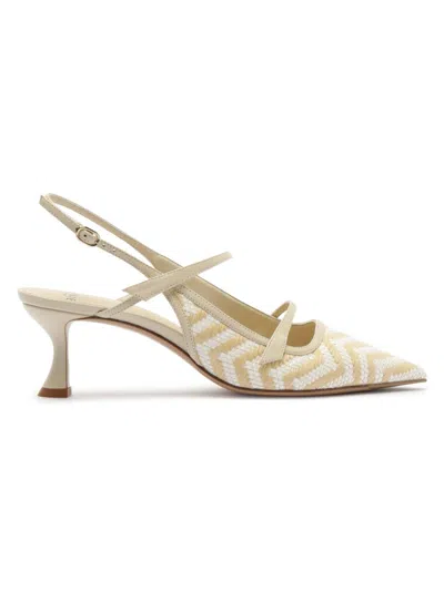 Alexandre Birman Women's Tita 60mm Raffia-leather Slingback Pumps In Neutral