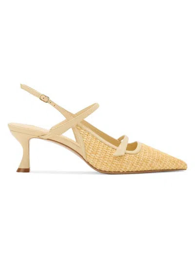Alexandre Birman Women's Tita Flat 60mm Raffia Slingback Pumps In Yellow